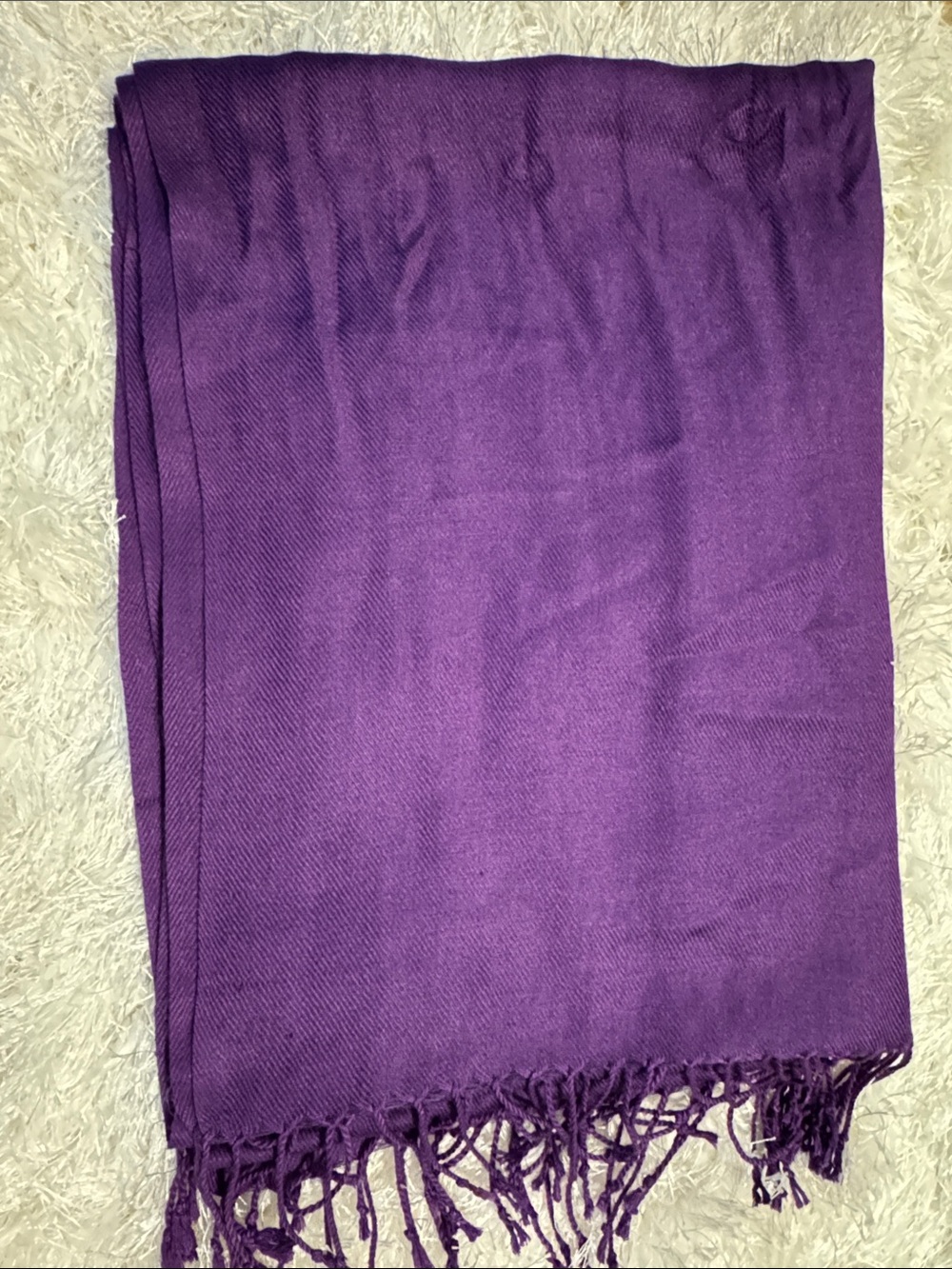 Source Unknown Purple Fringe Pashmina Scarf
